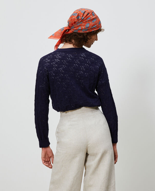 Cardigan aus Baumwolle und Leinen Maritime blue