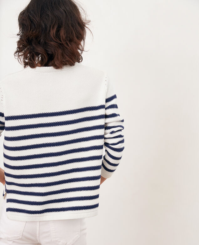 Pullover im Marinelook Off white/marine