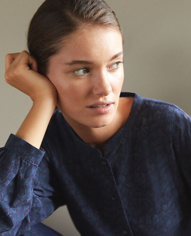 Bluse mit weitem Schnitt Blau