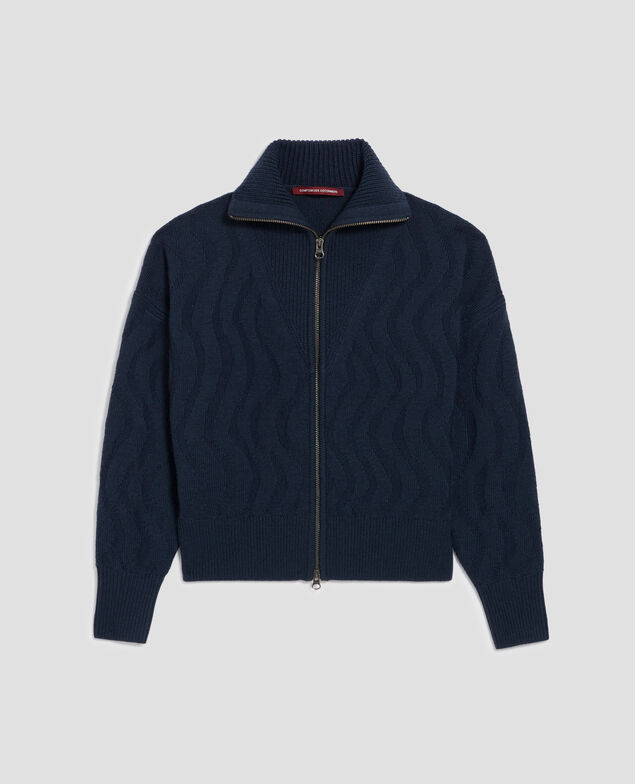 Cardigan aus Merinowolle mit Reißverschluss J690 blueberry