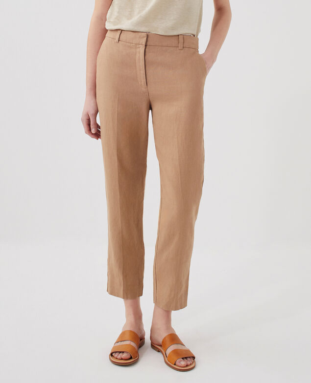 MARGUERITE - Zigarettenhose aus Leinen H330 tiger's eye