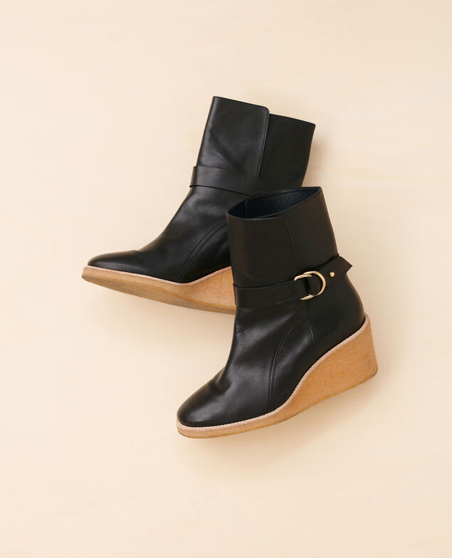 Lederstiefeletten mit Keilabsatz 4216 black_beauty