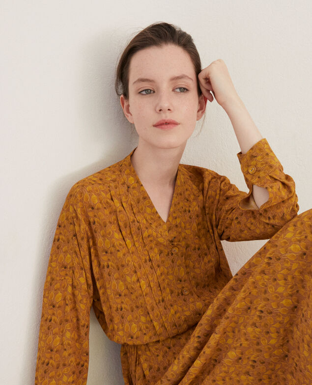 Gemustertes Kleid Ld golden spice