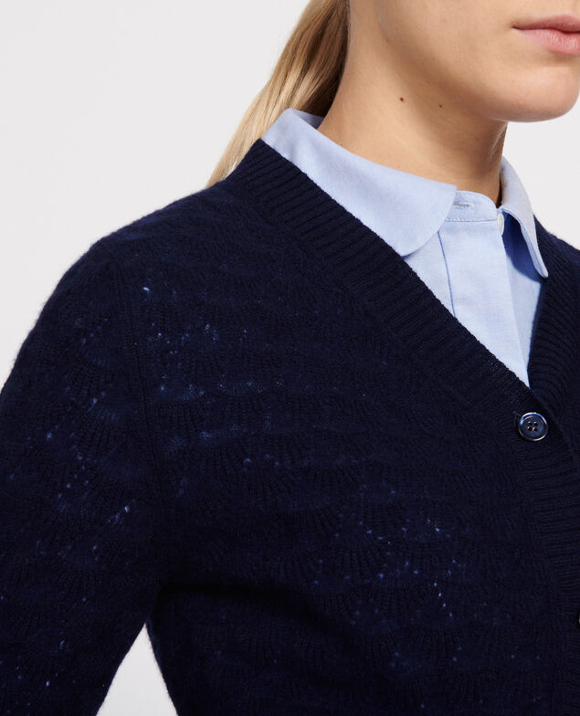 Cardigan mit V-Ausschnitt, 100 % Kaschmir  Maritime blue