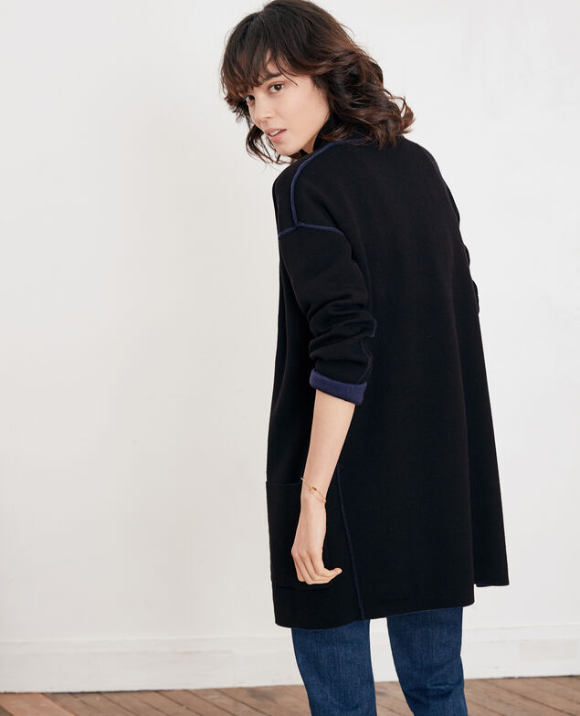 Wendebarer Cardigan aus Wolle  Marine/black