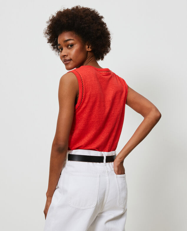 Top aus Leinen Fiery red
