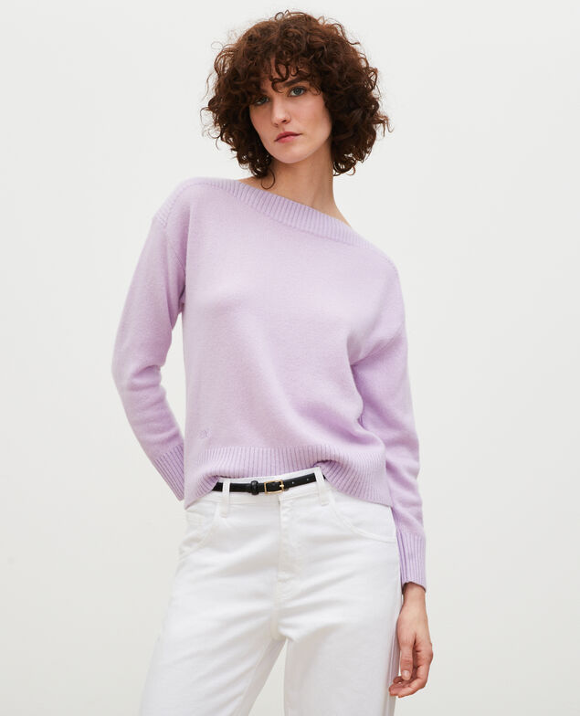 Pullover aus Kaschmir mit U-Boot-Kragen Pastel lilac
