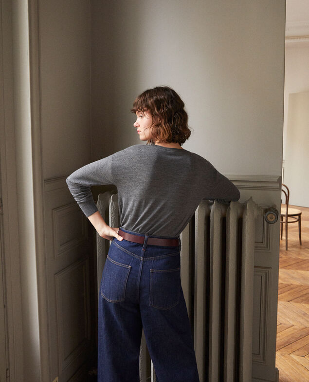 Pullover aus Merinowolle Grau