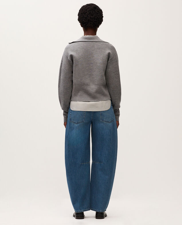Cardigan aus Merinowolle mit Reißverschluss K070 mel gray