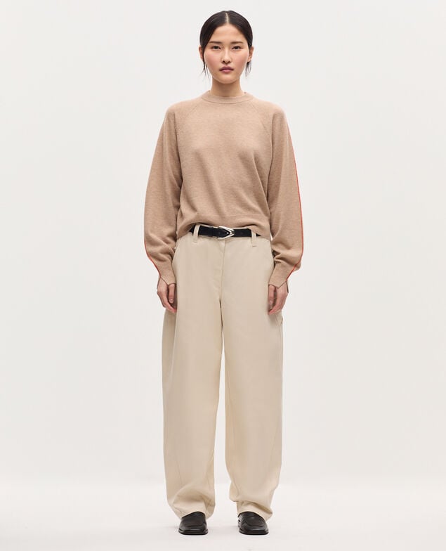 Pullover mit Rundhalsausschnitt aus Kaschmir K321 tan st pumpkin