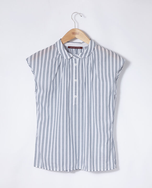Bluse mit Rundhalsausschnitt Blau