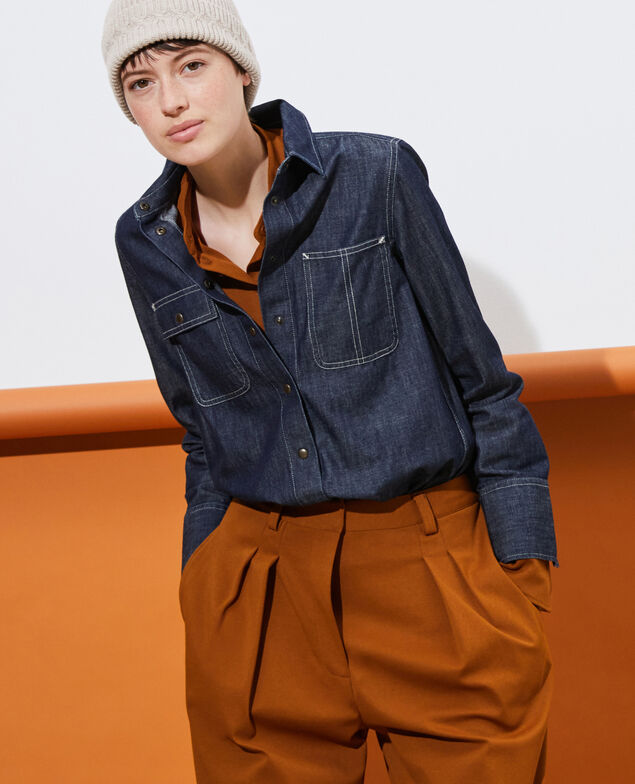  Jeanshemd mit asymmetrischen Taschen Denim brut
