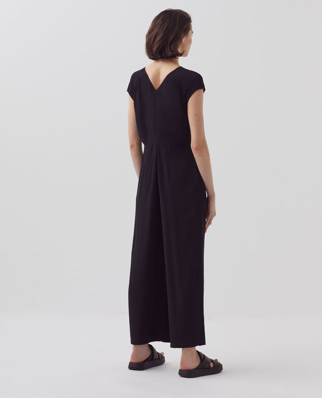 Fließend fallender Jumpsuit ohne Ärmel H091 black beauty