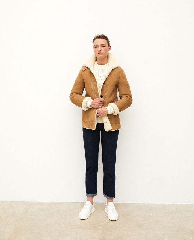 Jacke aus Veloursleder Beige