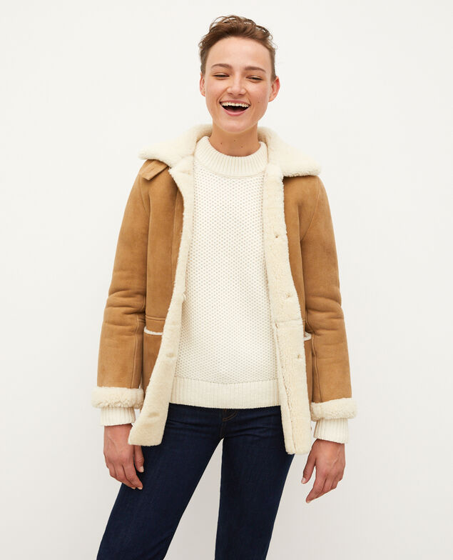 Jacke aus Veloursleder Beige