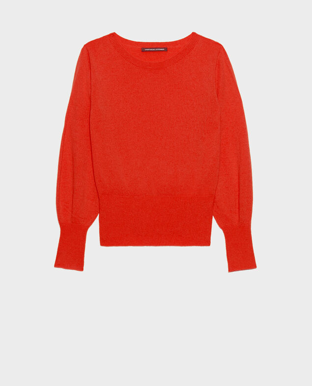 Feiner Pullover aus Kaschmir mit U-Boot-Kragen Valiant poppy
