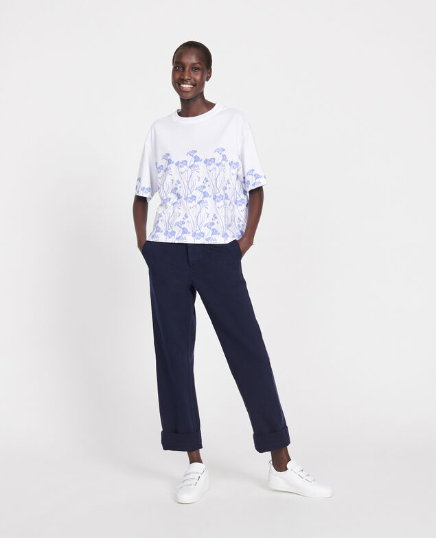 T-Shirt mit Blumenmuster aus Baumwolle Empreinte gardenia jewel