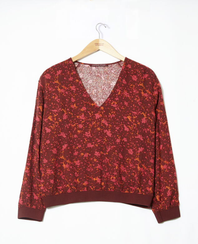 Bluse mit V-Ausschnitt Rot