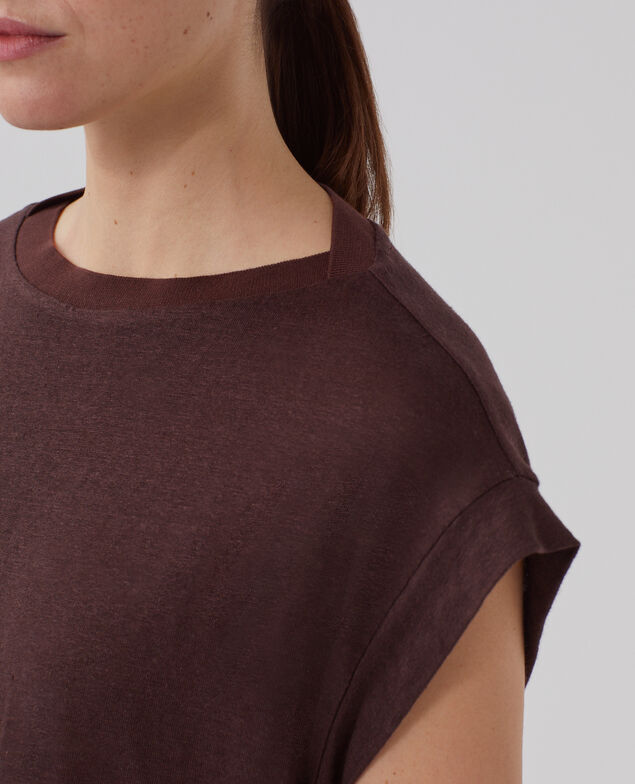 KARO - Boxy T-Shirt aus Leinen J790 chocolate plum