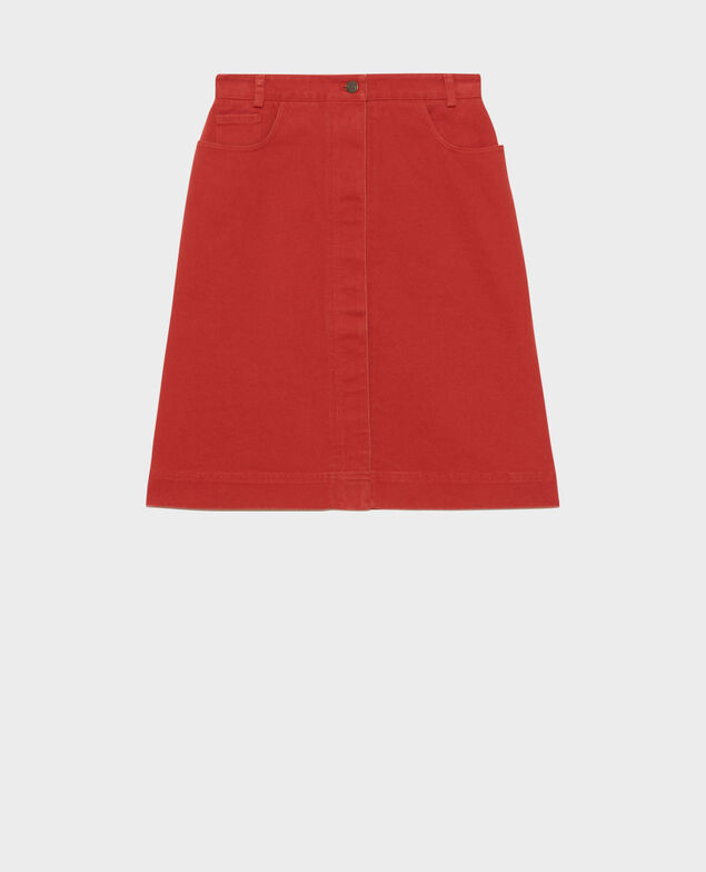 Geknöpfter Rock aus Baumwoll-Twill Ketchup