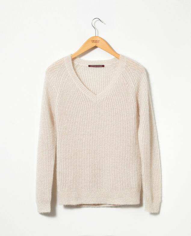Pullover mit Mohair und Lurex Silver gray/off white/lurex