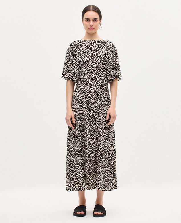 Langes fließendes Kleid K010 leo ecru