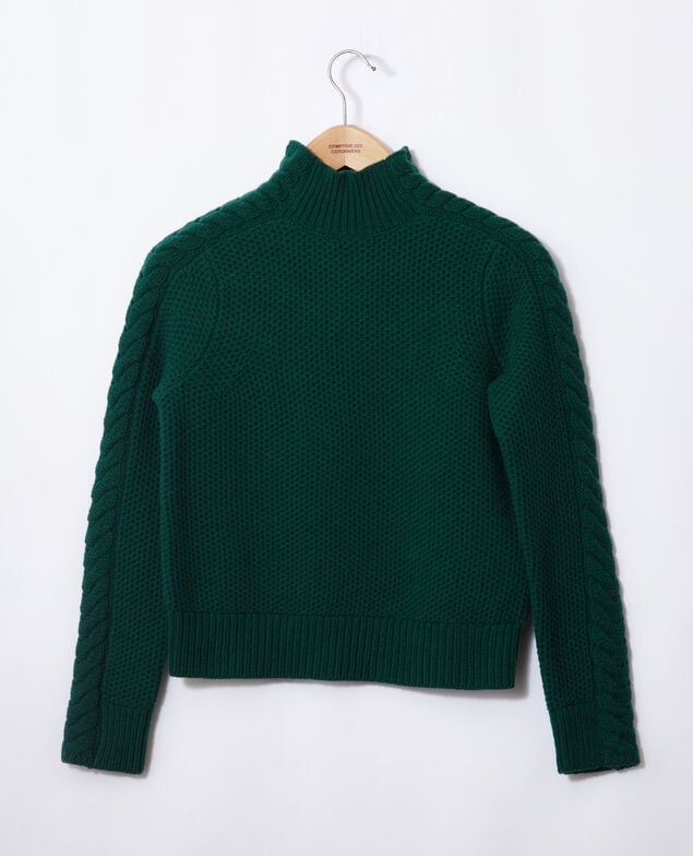 Pullover aus Wolle mit Flechtdetail Evergreen