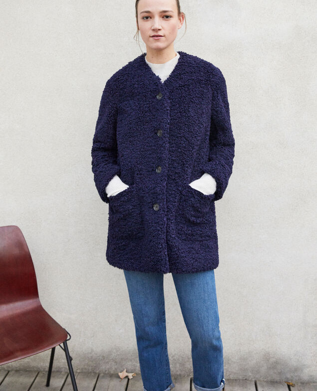 Mantel aus Pelzimitat Peacoat