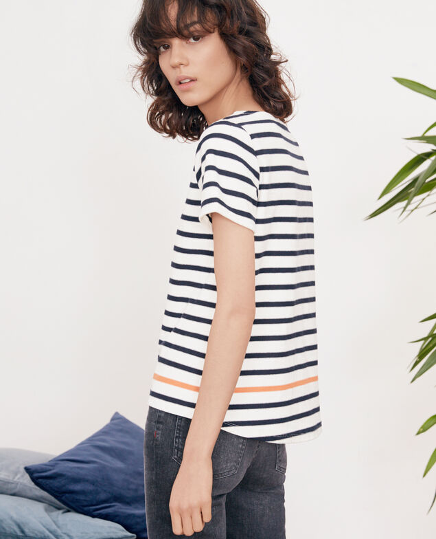 Matrosen-T-Shirt Kaolin/navy/tangerine