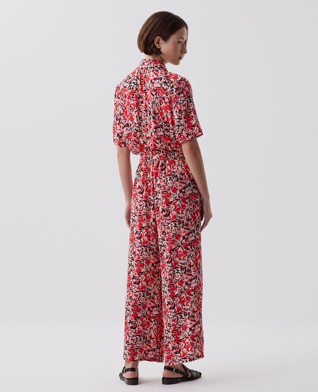 Fließender Jumpsuit J120 leaf pink