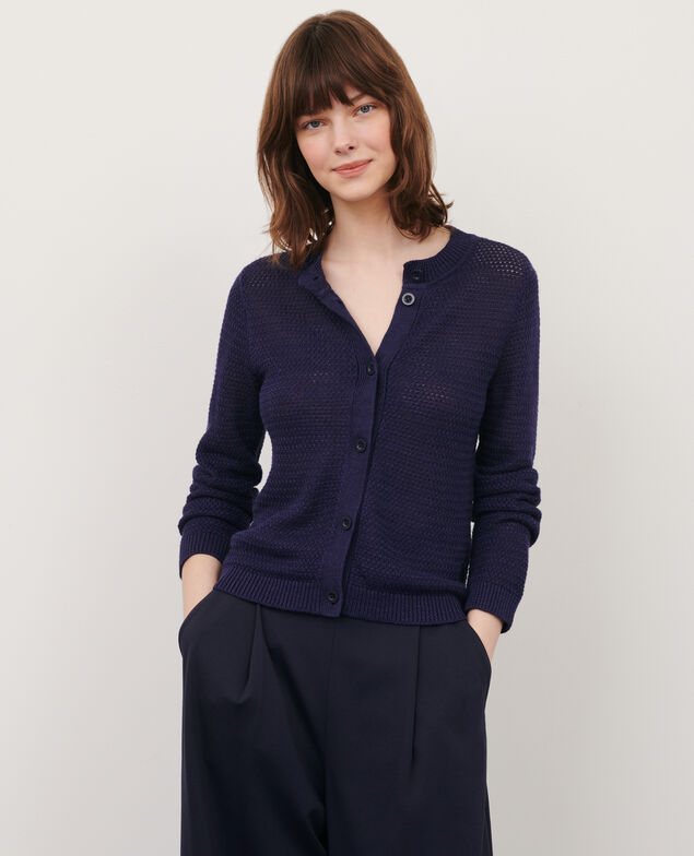 Cardigan aus Leinen 68 blue