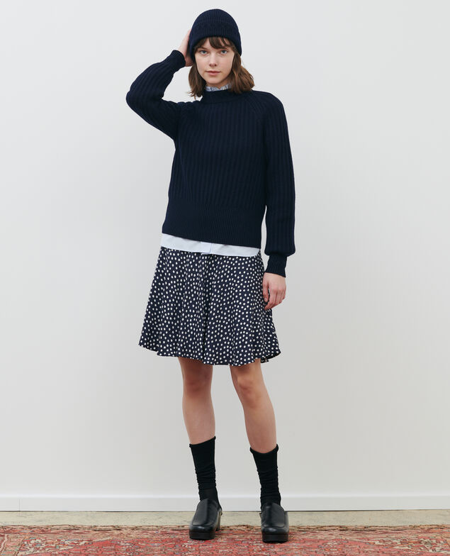 Rippstrickpullover aus Schurwolle Night sky
