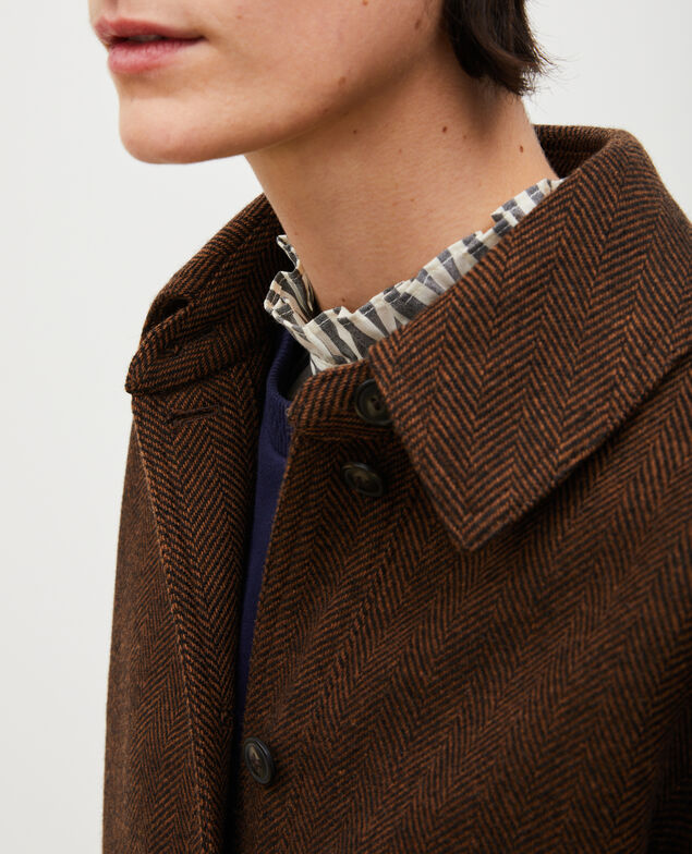 Arbeitsjacke aus Wolle mit Knöpfen Coffee bean