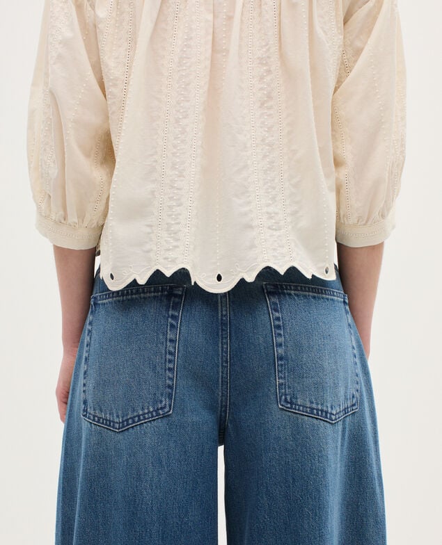 Bestickte Bluse aus Baumwolle H013 gardenia