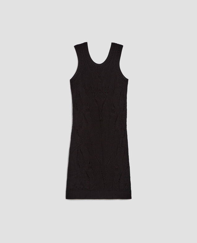 Kurzes Häkelkleid mit Blumenmotiv H091 black beauty