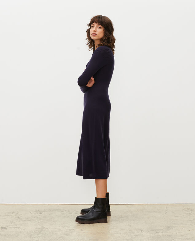 Ausgestelltes Kleid aus Merinowolle Night sky