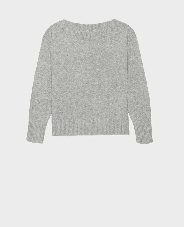 Pullover aus Kaschmir mit U-Boot-Kragen Light grey melange