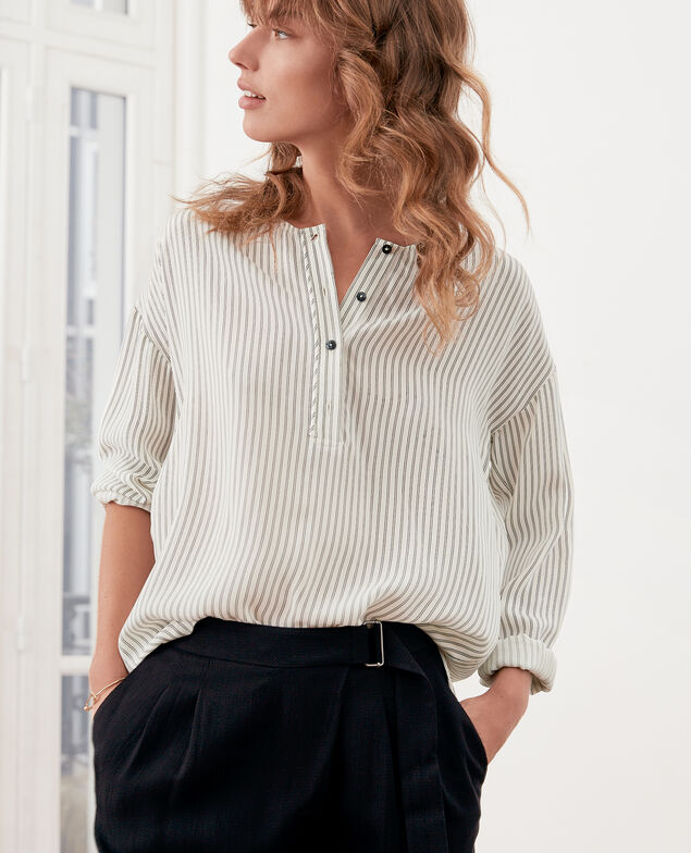 Gestreifte Bluse Off white/black stripes