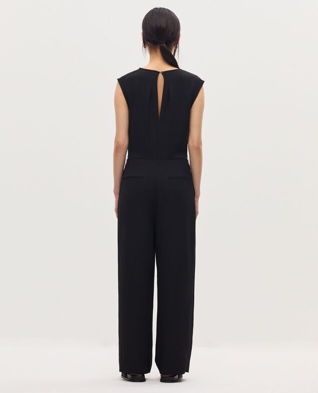 Jumpsuit aus satiniertem Krepp H091 black beauty