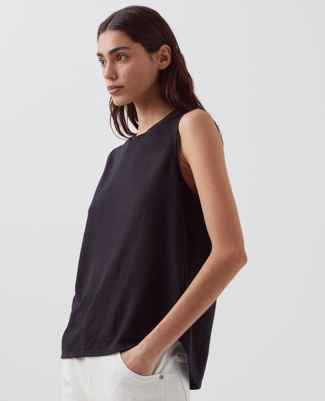 MARCELLE - Top aus Leinen H091 black beauty