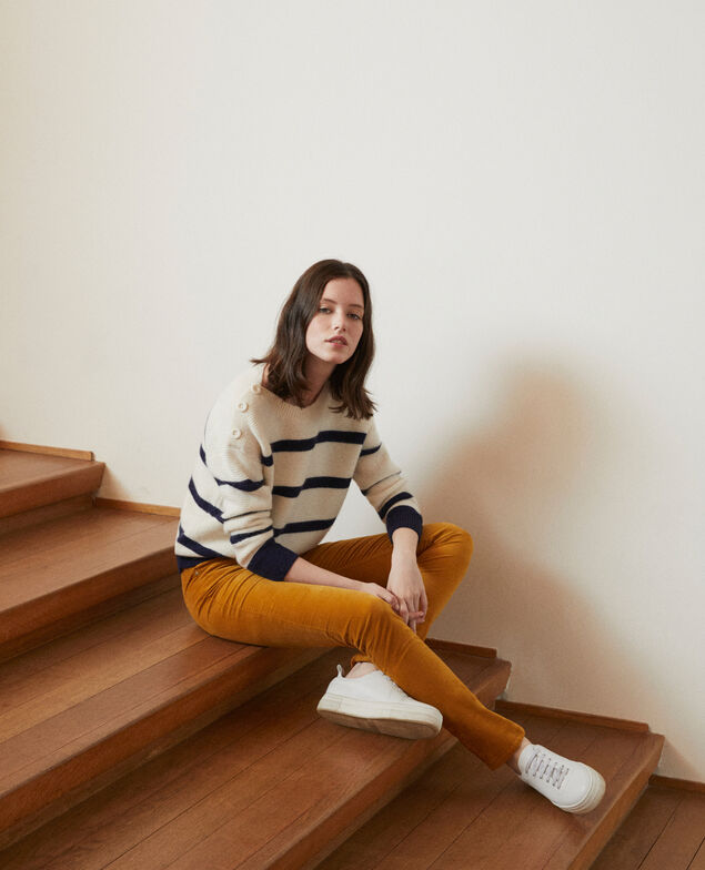 Pullover mit U-Boot-Ausschnitt Off white/peacoat