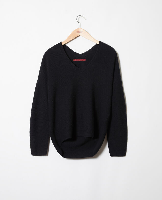 Pullover mit V-Ausschnitt aus 100 % Kaschmir Noir
