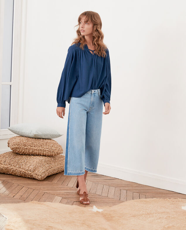 Bluse mit Spitze  Indigo