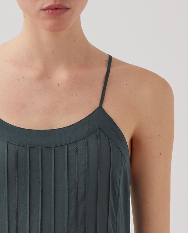 Langes Trägerkleid aus Baumwollvoile J590 spruce green
