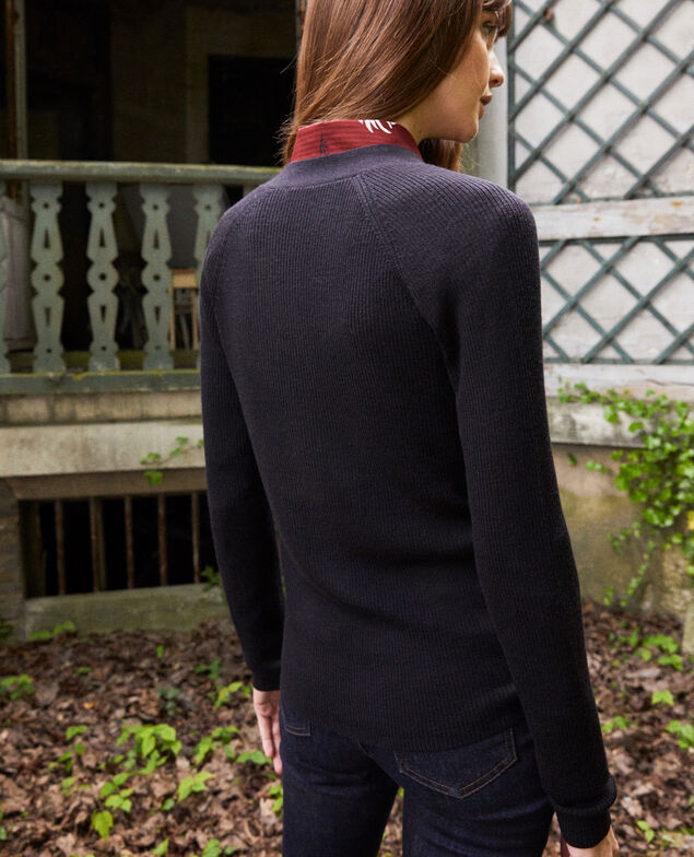 Zeitloser Cardigan 100% Merinowolle Noir