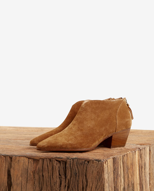 Wildleder-Stiefeletten Cognac