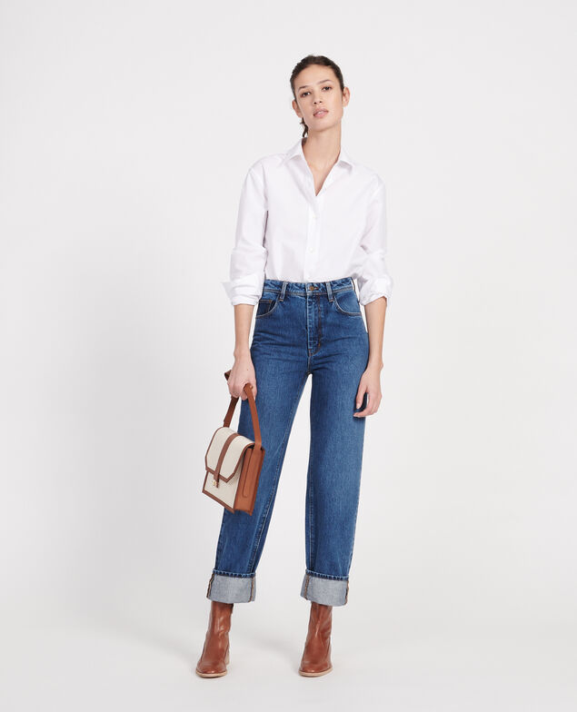 Jeans mit hoher Taille und geradem Schnitt Denim medium wash