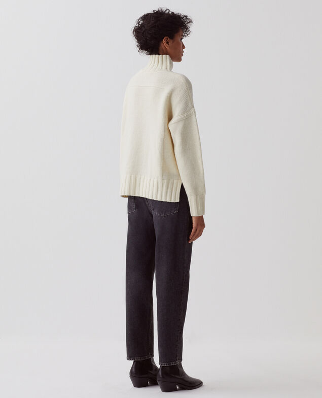 Rollkragenpullover aus Wolle I010 glass green beige