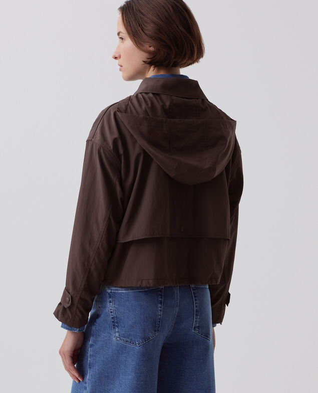 Kurzer Blouson mit wasserabweisender Kapuze J790 chocolate plum