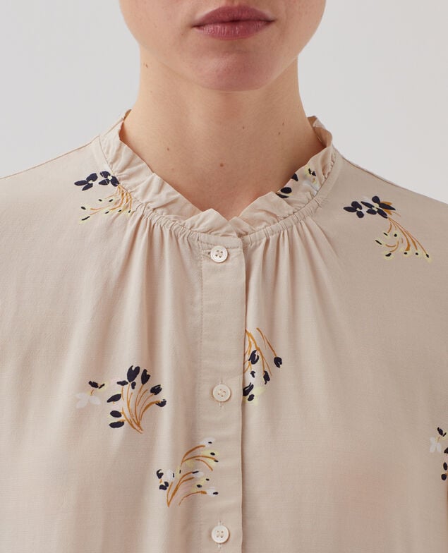 Fließend fallendes Kurzarm-Hemd J311 fl bouquet beige